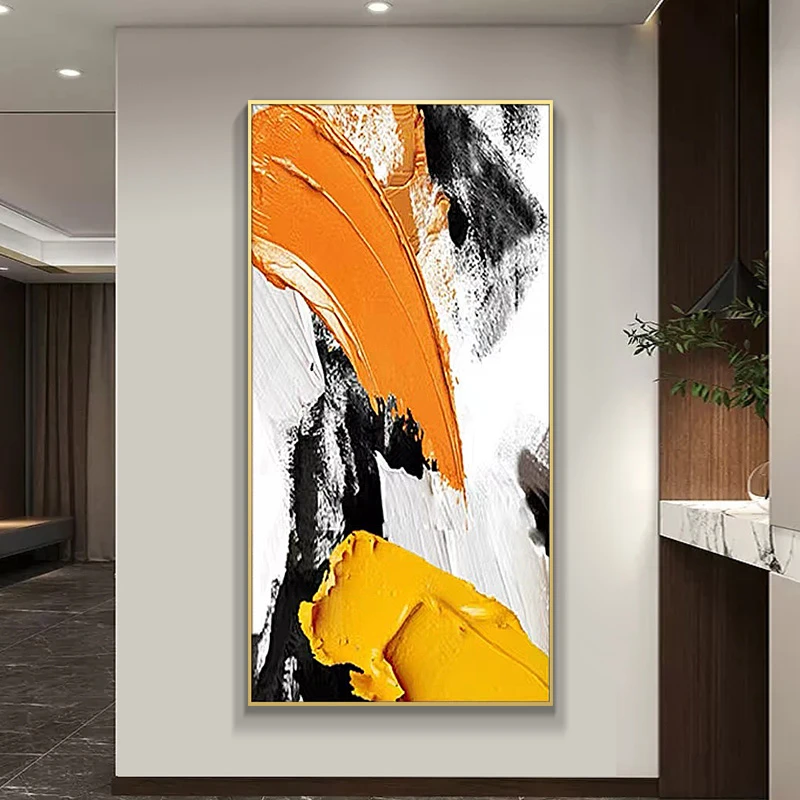 入户玄关装饰画铝合金油画风格客厅沙发落地画抽象肌理抽象100200