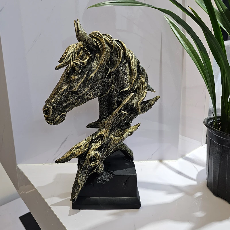 欧式马头工艺品摆件创意树脂客厅办公室电视柜动物饰品马2540