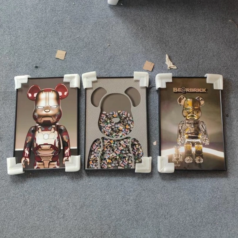 乐高钢铁三联装饰画客厅装饰画铝合金边框沙发背景画挂画熊60120