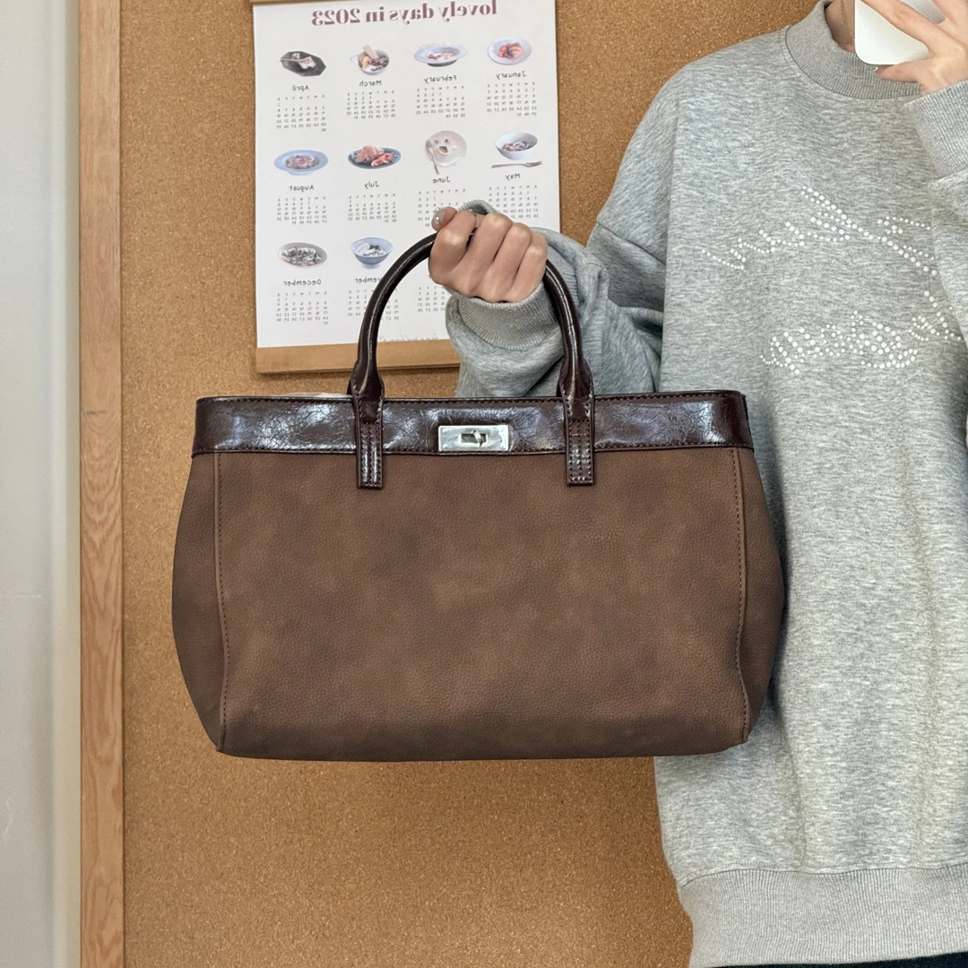 一张同学时尚百搭简约小众高级感手提单肩斜挎包C2580咖