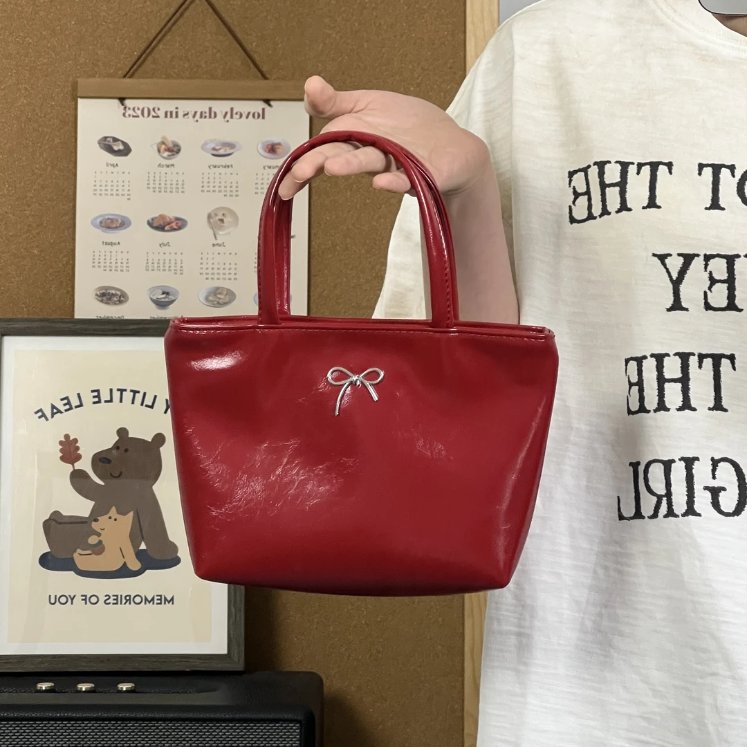 一张同学韩系手提包蝴蝶结精致少女mini小包时尚N25红色