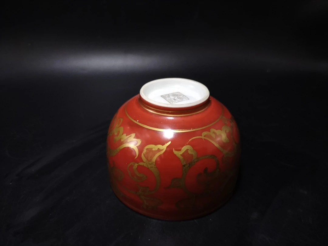 平安京泉手绘赤绘杯 标为单价01/31口延有点轻微磨金陶瓷