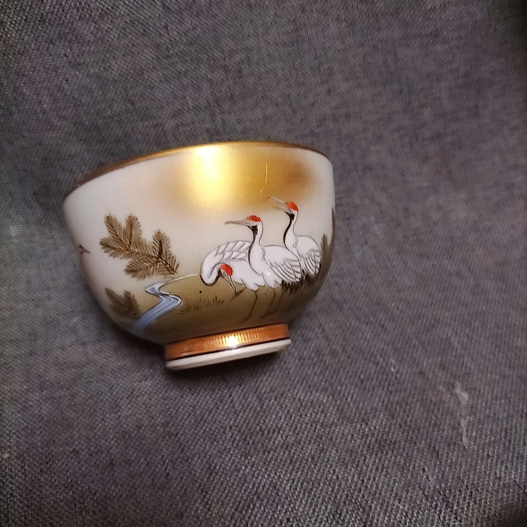 九谷手绘松鹤延年小杯01/15手工