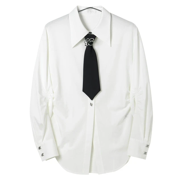 收腰式领带衬衫（不含配饰）-0125