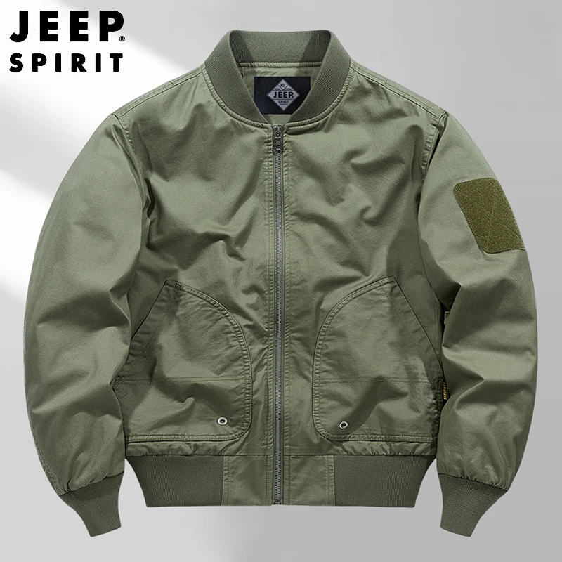 JEEP飞行服夹克男2024春秋新款工装宽松休闲外套百搭棒球服