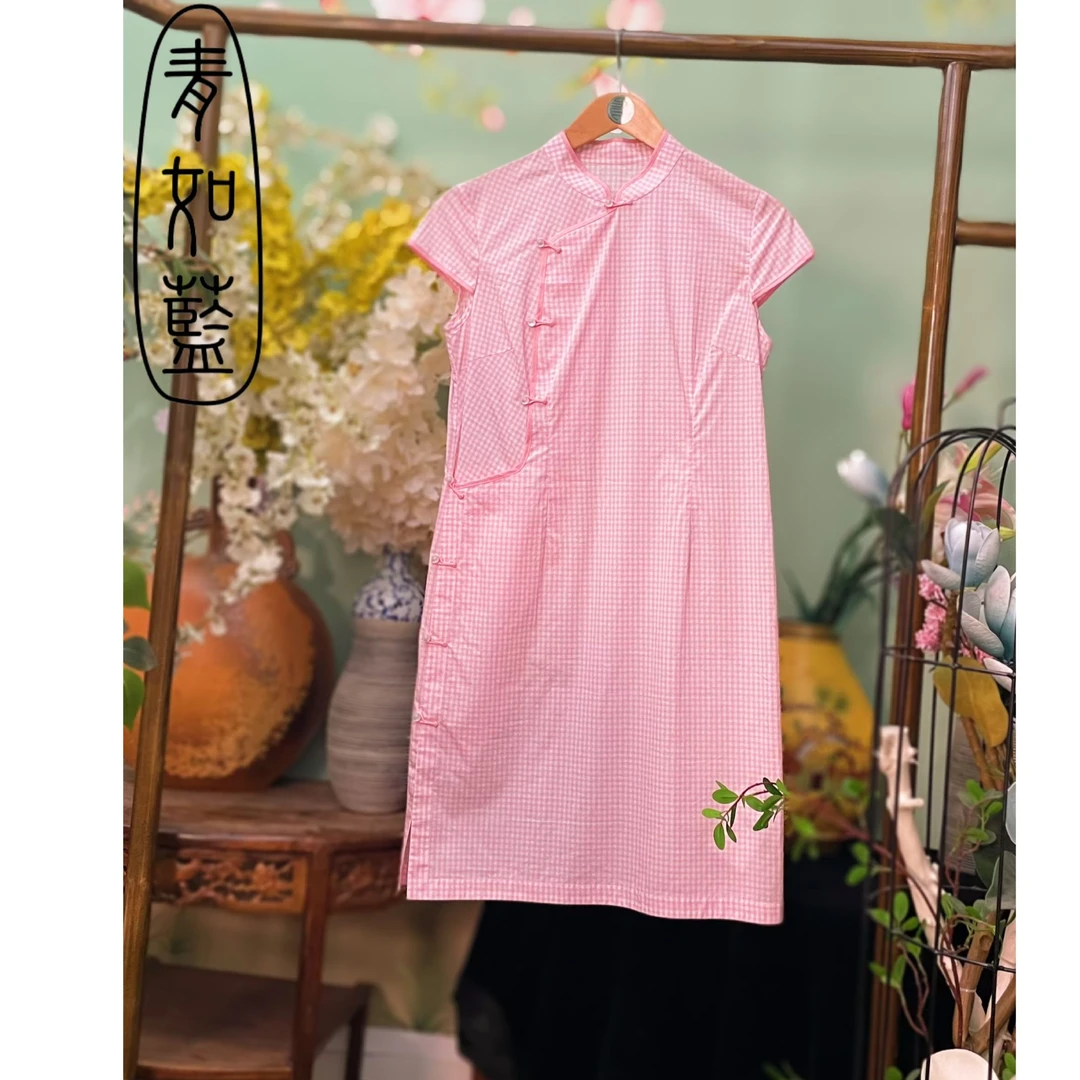 【青如蓝原创设计】中式复古旗袍中国风连衣裙夏季长款文艺气质裙子
