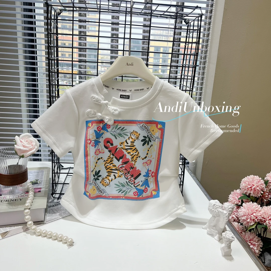 〖ANDI〗订制夏款新款儿童新中式圆领盘扣中国风百搭短袖1002