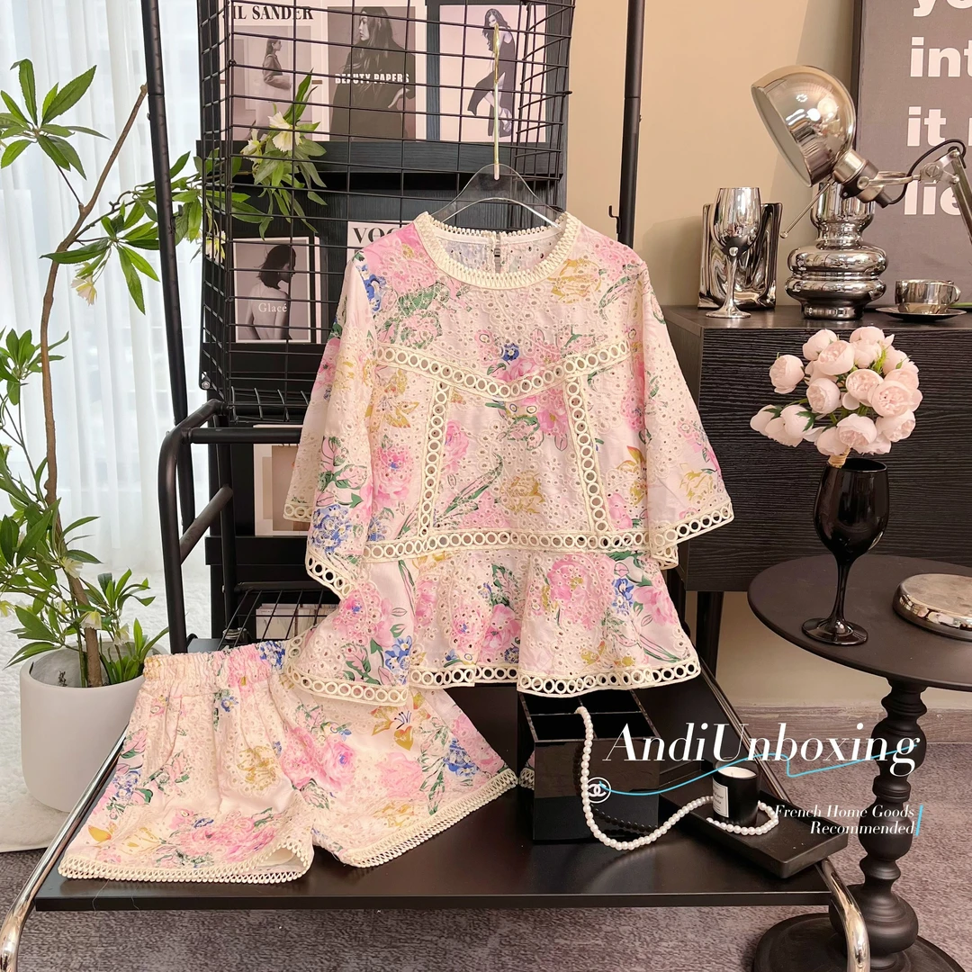 〖ANDI〗订制夏款中大童时尚洋气花边短裤套装2207