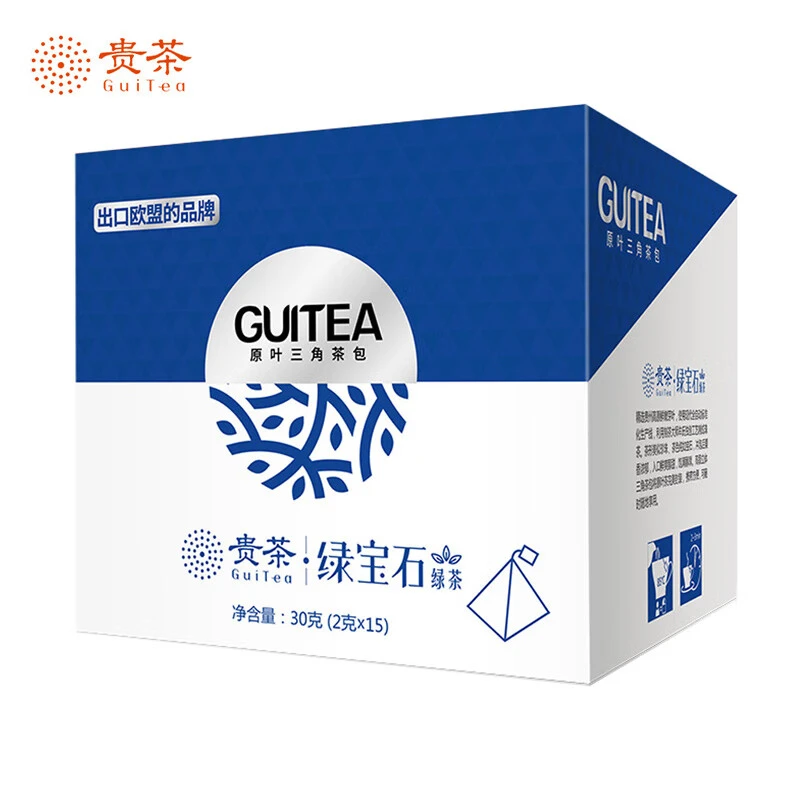 贵州贵茶高原绿宝石好茶一级原叶三角茶包盒装嫩栗香浓爽味30g/盒