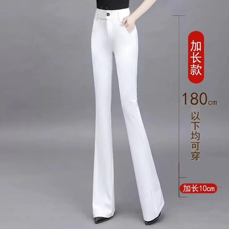 高个子白色喇叭裤子女款2025年冬季女装垂感高腰大码显瘦微喇裤子