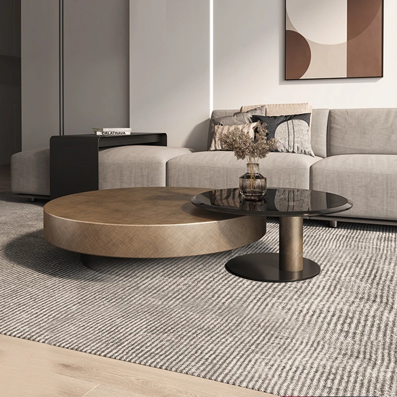 【保价一整年】KUBIDE/酷比得D890#意式极简不锈钢落地玻璃圆形茶几