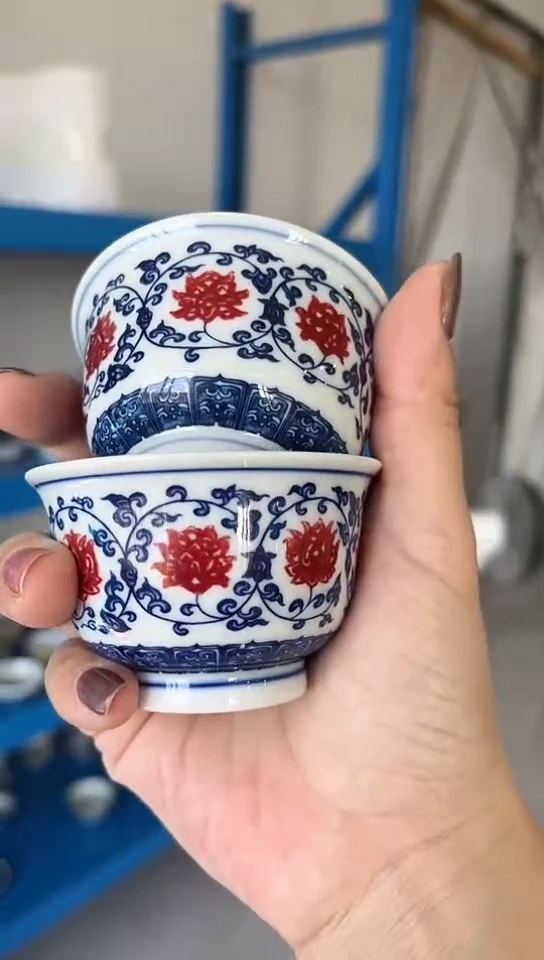 【闪购商品】2只釉里红小客杯。。。。