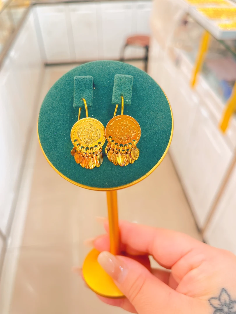 铜合金亚克力耳饰 民族风古币流苏挂钩耳环春夏小众饰品时尚百搭