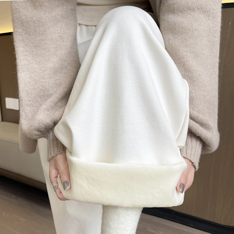 加绒加厚奶芙裤裤女冬款阔腿款式休闲百搭小个子垂坠感奶油山本裤