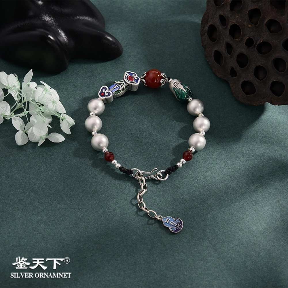 925银手链 【鉴天下】珐琅彩如意招财吉祥手链06300001国潮手工复古