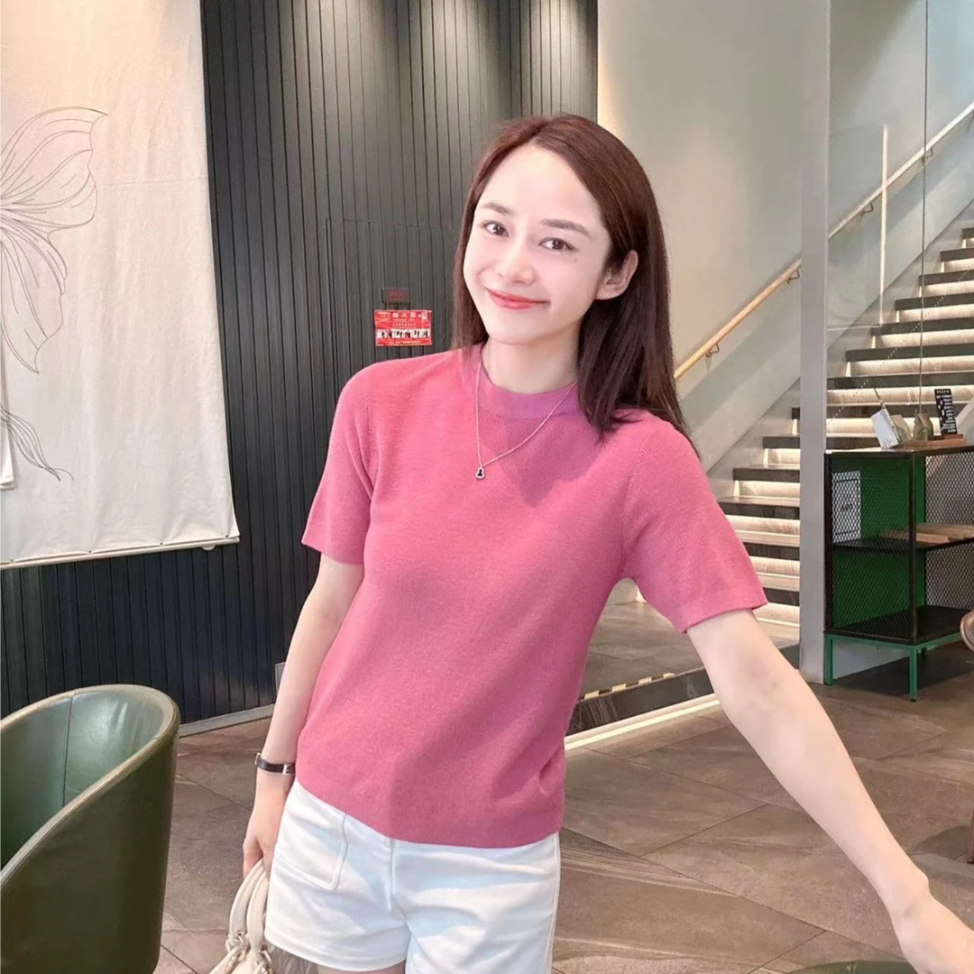 YTTRIUM LIN【纯色圆领短袖】早秋针织圆领短袖时尚百搭21646