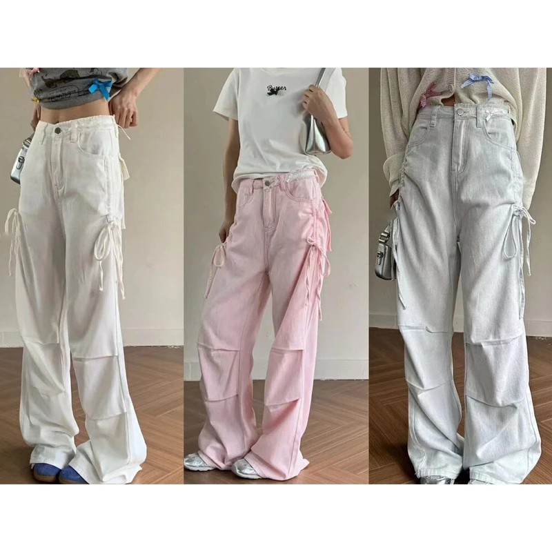 TEEINXX蕾丝时尚拼接蝴蝶结绑带牛仔裤女VK032