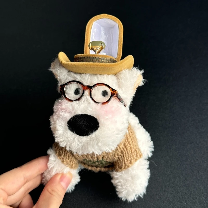 帽子西高地玩偶戒指盒告白求婚首饰盒送男女友惊喜礼物创意