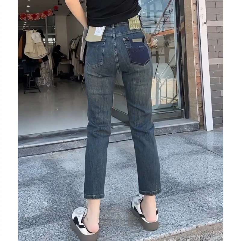 Aimeerosa/艾洛莎薄款牛仔裤2024夏季女装时尚潮流百搭高级直筒裤