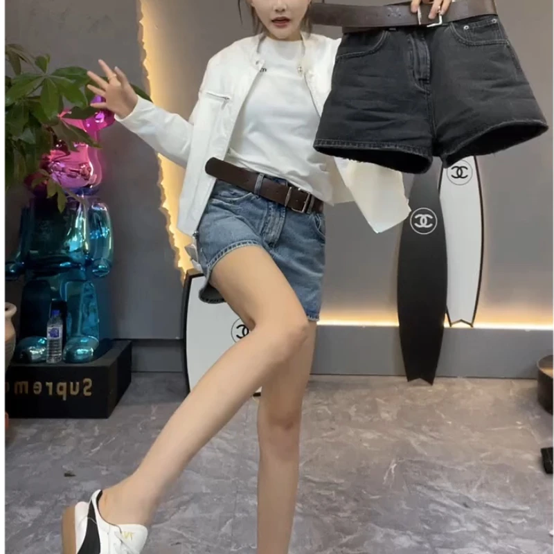 Aimeerosa/艾洛莎夏季休闲牛仔短裤新款女高腰宽松显瘦A字阔腿裤