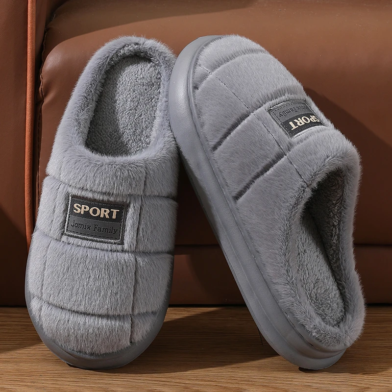棉拖鞋男士秋冬季2024新款家居室内防滑厚底保暖毛绒外穿拖鞋男款