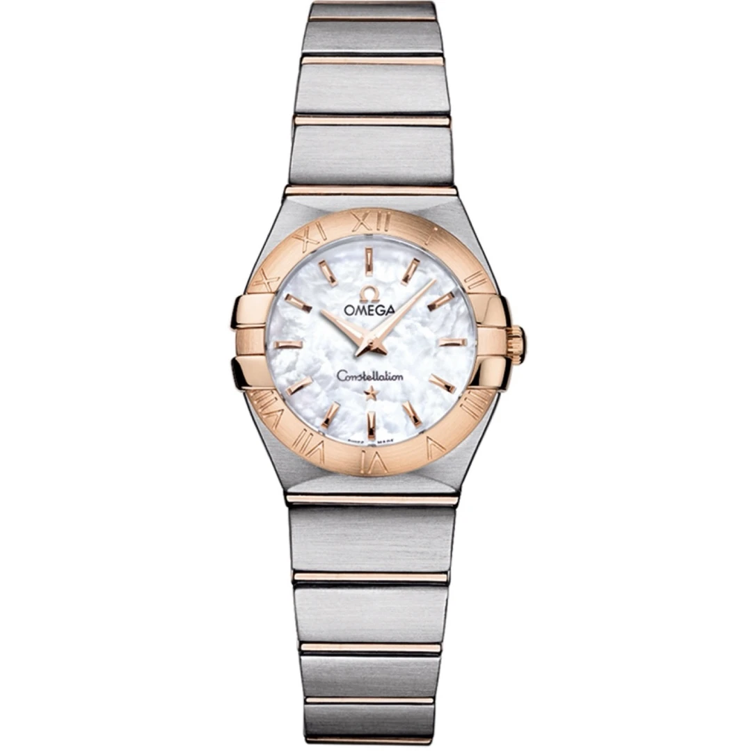 99新 Omega/欧米茄 星座系列/女表/24mm/贝母盘/玫瑰金