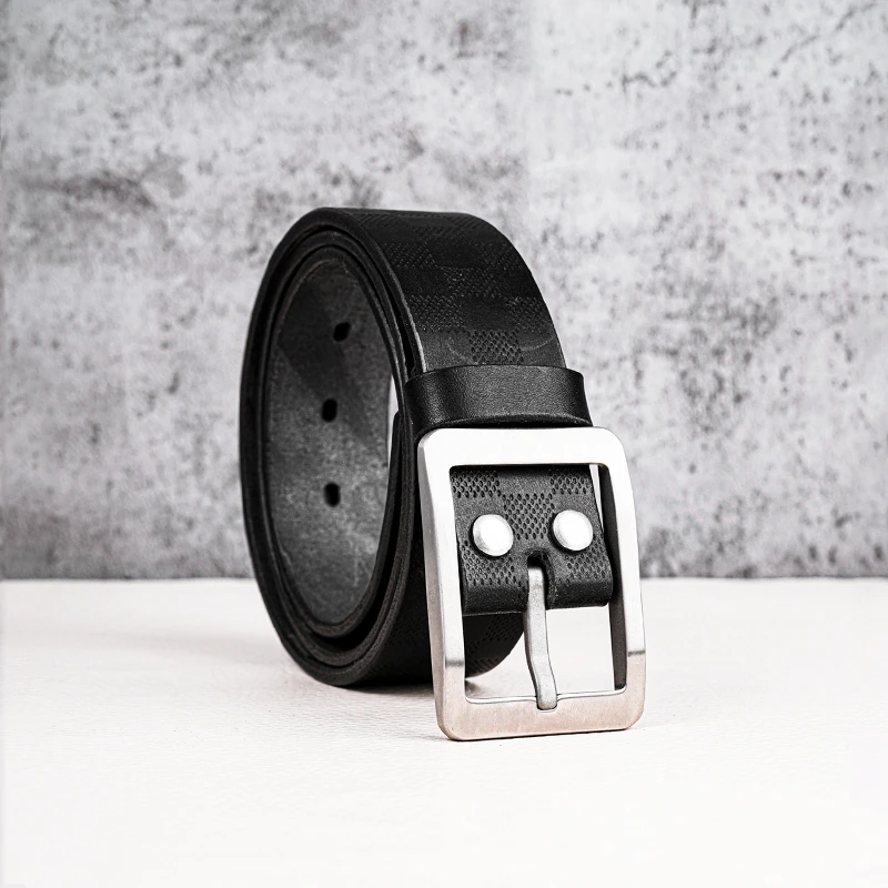 新品！纯钛针扣纯手工真皮腰带头层牛皮男士裤带时尚百搭商务休闲