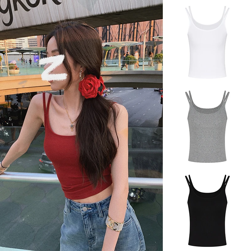 Moses Queen/魔西女王双肩带外穿吊带女夏修身百搭短款内搭上衣