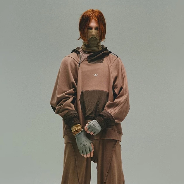 adidas X HAMCUS联名秋冬复古时尚休闲废土风套头衫IX4342 IX4341