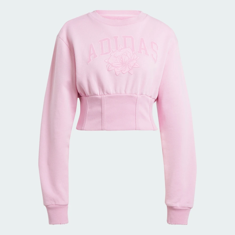 adidas三叶草新款短款运动修身休闲时尚圆领秋冬卫衣套头衫IY9029