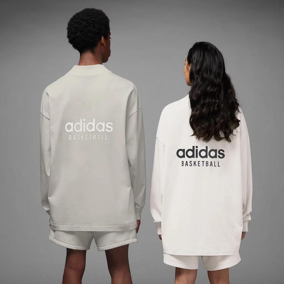 adidas阿迪达斯三叶草Basketball圆领长袖T恤男女款IA3424 IA3423