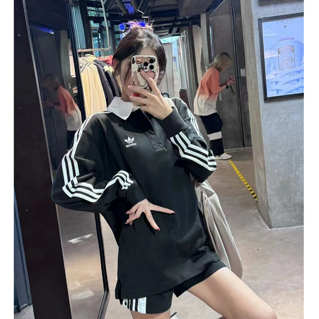 adidas三叶草ADICOLOR欧若风柔软舒适长袖POLO衫 IZ4806 X