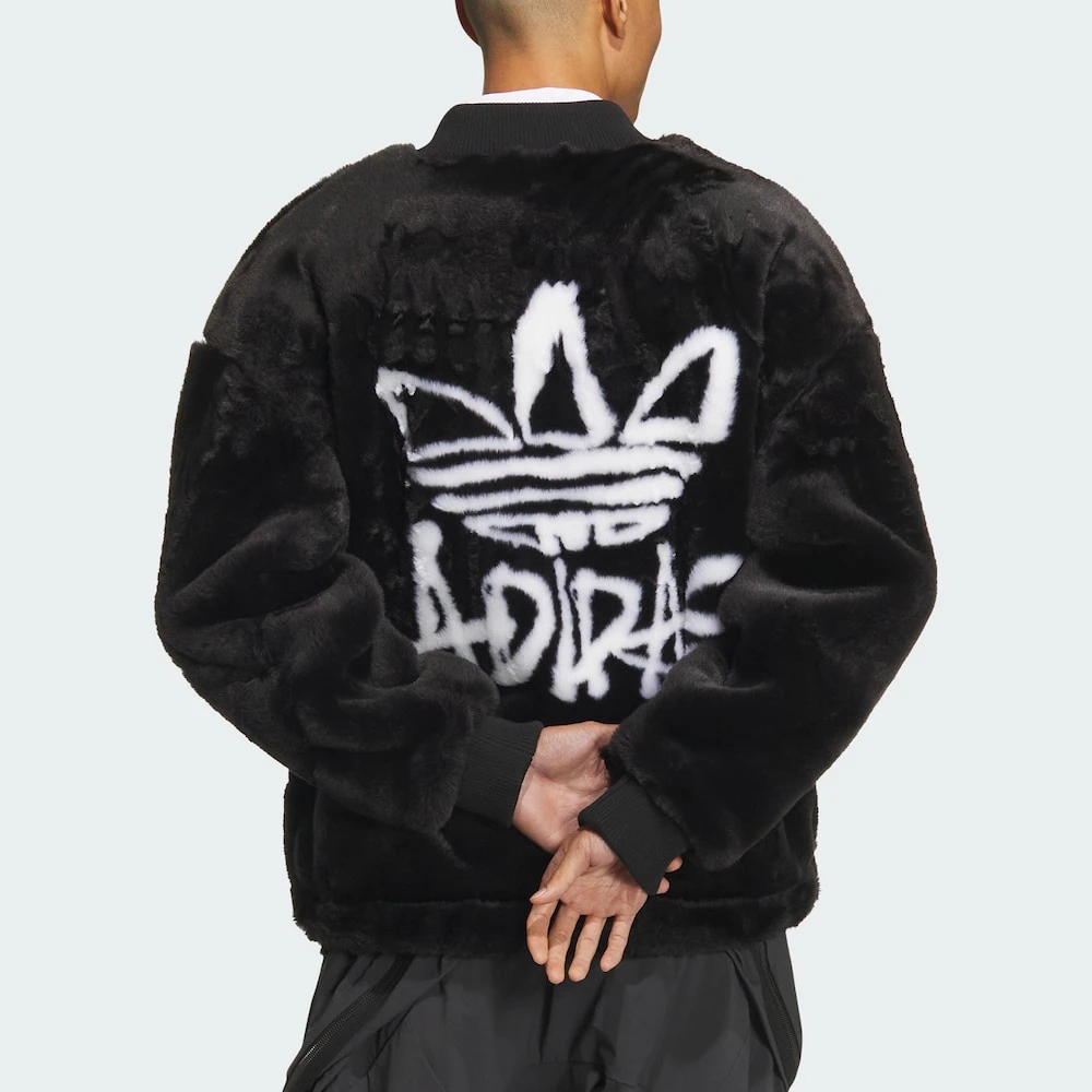 adidas三叶草FUR JACKET人造毛皮运动夹克外套 JD3776 JD3777