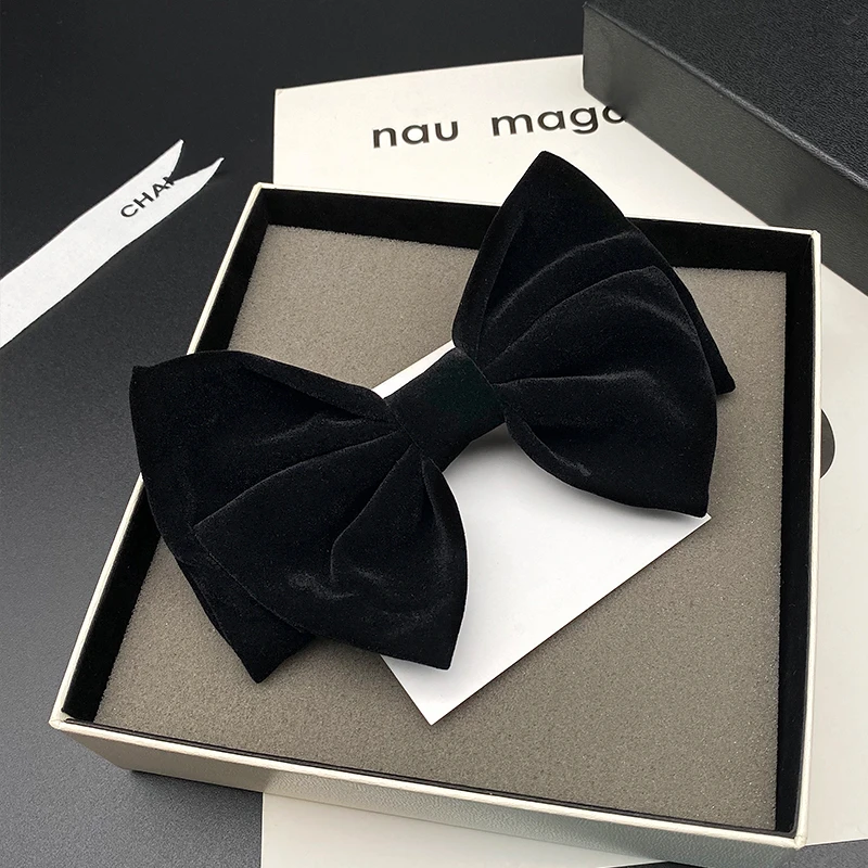 黑色蝴蝶结发夹气质夹子头饰女鸭嘴夹后脑勺顶夹发卡网红新款法式