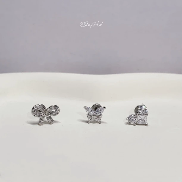 钛钢锆石耳饰 MAW 荔枝糖/钛钢耳骨钉甜味满分精致小巧