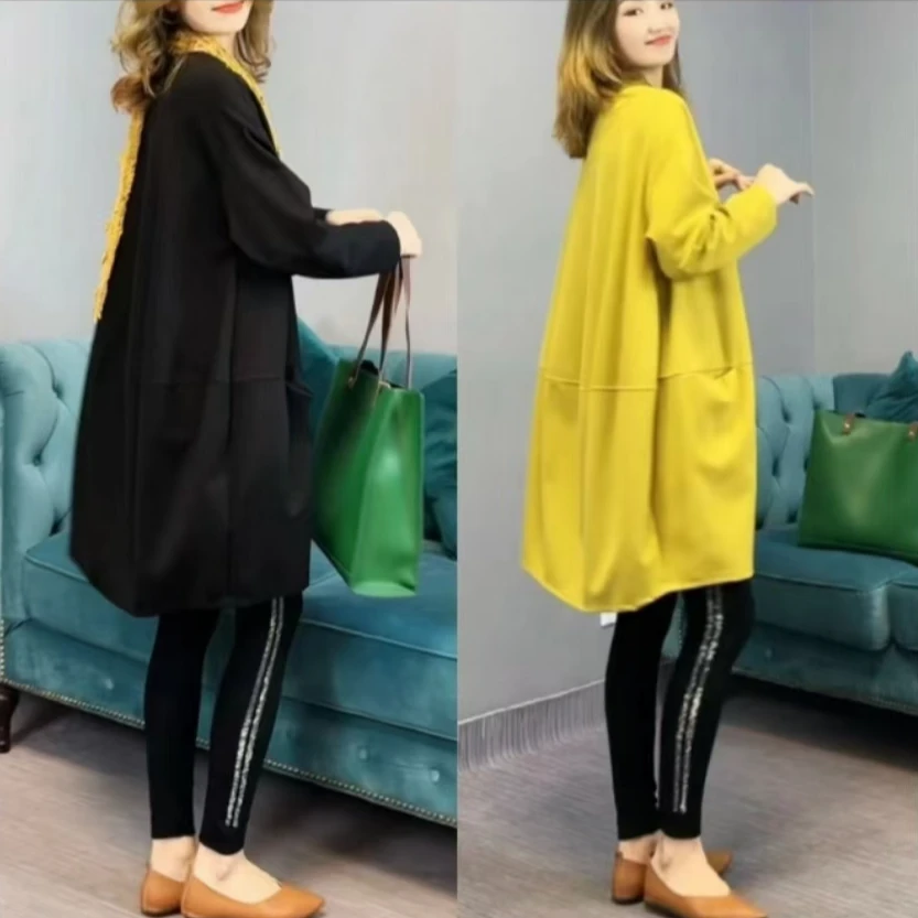 {雪儿宠粉}2冬款韩版中长裙时尚百搭圆领宽松气质慵懒风舒适休闲