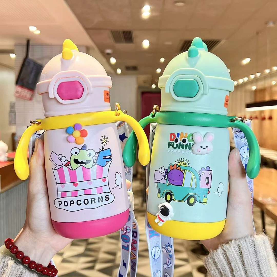 新款恐龙儿童保温杯宝宝水杯带吸管学饮杯外出水壶幼儿园刻度杯子