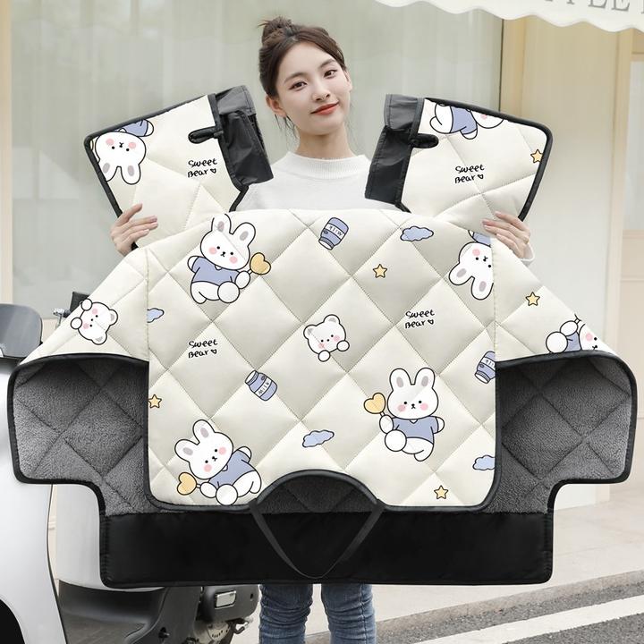 防水摩托电瓶冬天款电动车挡风被冬季加绒加厚防风罩加大秋冬保暖