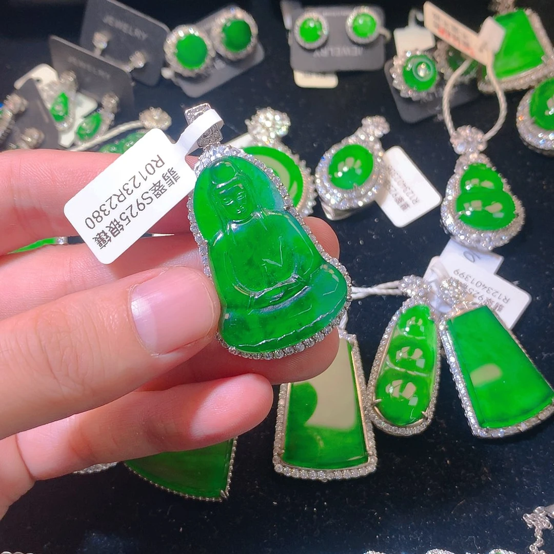 翡翠吊坠(不含链)银S925镶嵌