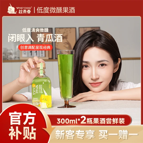 【趁青春】风味果酒300ml*2瓶装微醺低度聚会高颜值果酒 买一赠一