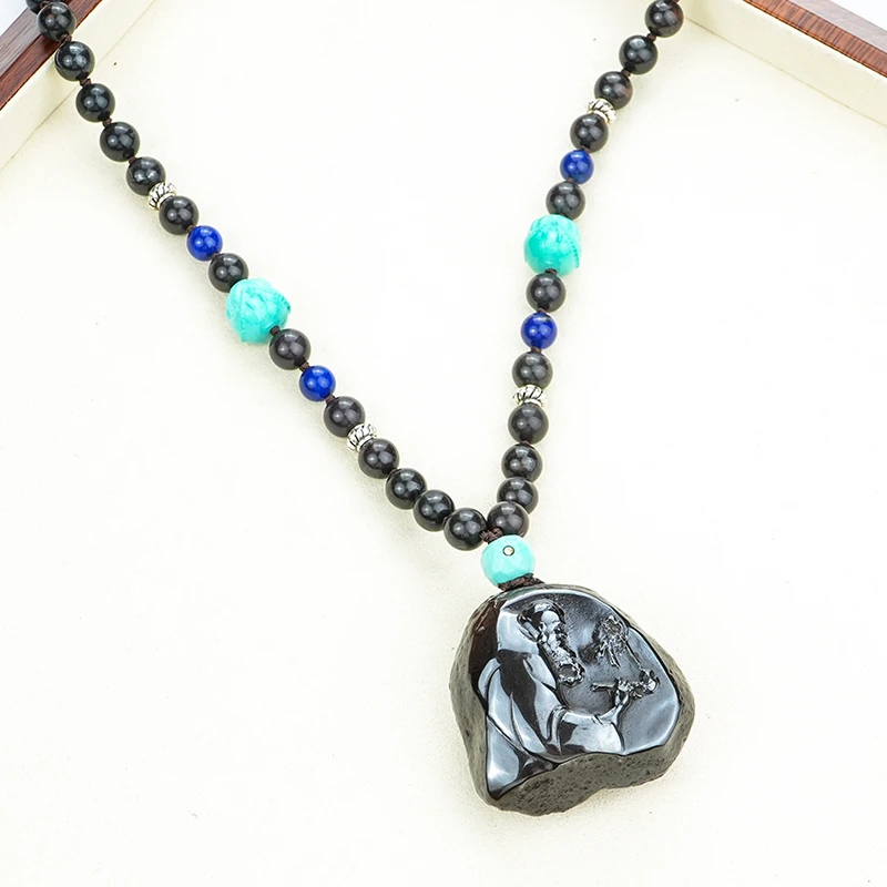 【西域天石】碳质小行星陨铁达摩悟道牌精雕