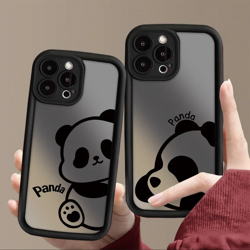 可爱熊猫适用iphone15苹果14手机壳13/12/11Promax软壳xr/xs/7/8p
