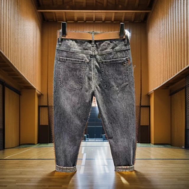 春秋季潮牌薄款小脚弹力九分韩版潮流牛仔裤百搭长裤子男牛仔裤子