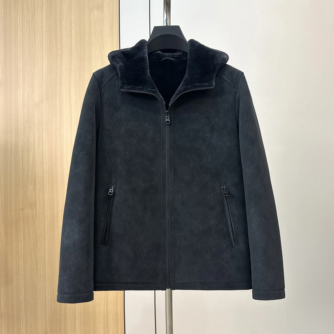 SHENGWEIYA/土耳其皮毛一体男款连帽休闲简约轻奢冬季外套厚59130