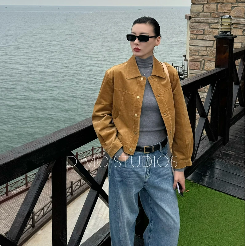 -D-MO STUDIOS刘大模-【条绒复古夹克】短款时尚休闲百搭秋冬气质
