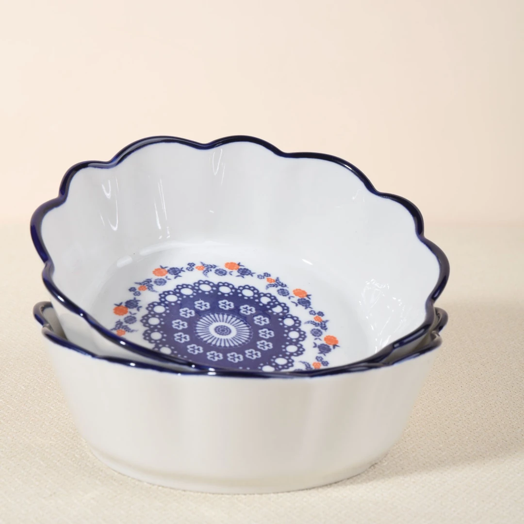 【直播2件套】6英寸荷口碗釉下彩家用陶瓷沙拉碗