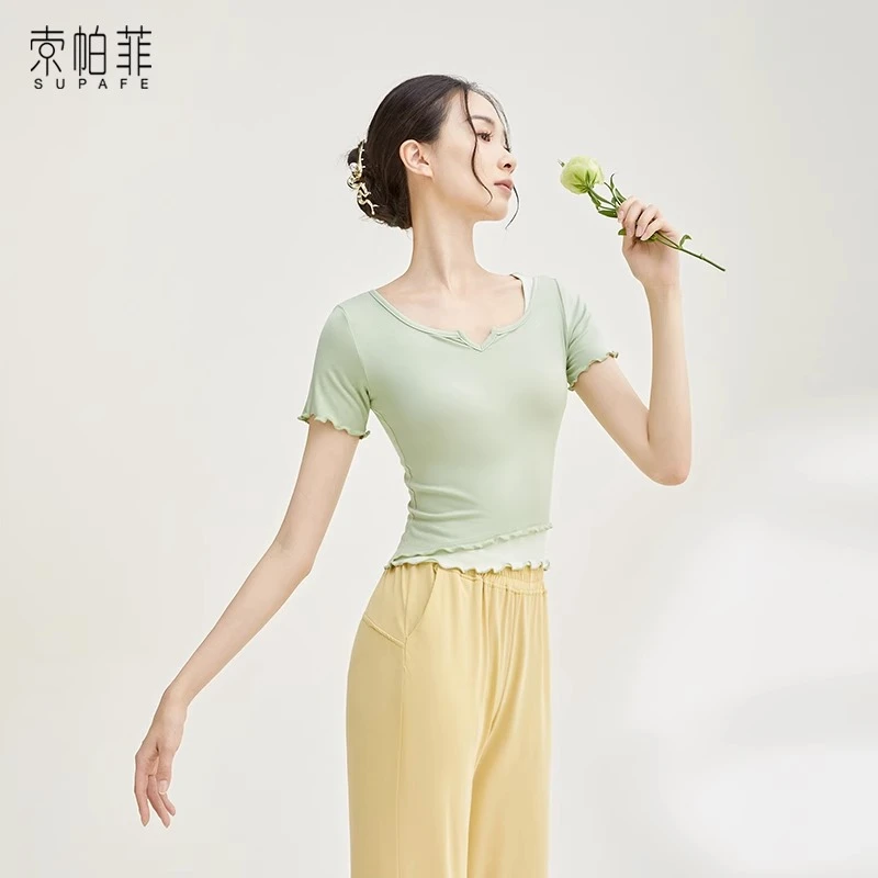 索帕菲成人舞蹈服上衣短袖女现代舞服中国古典舞服专业考级民族舞