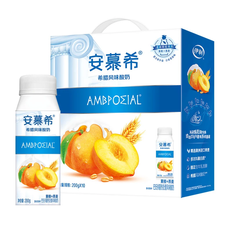 2月产 伊利安慕希黄桃燕麦燕麦果肉200g*10瓶/箱风味酸牛奶