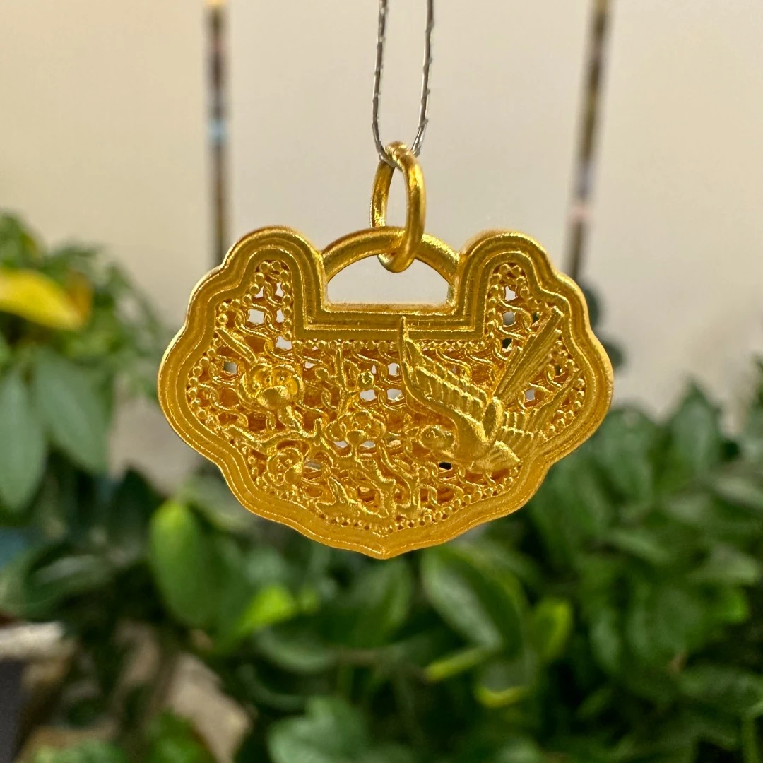 足金999 喜上眉梢吊坠(不含链）  喜事连连喜鹊梅花 时尚项坠