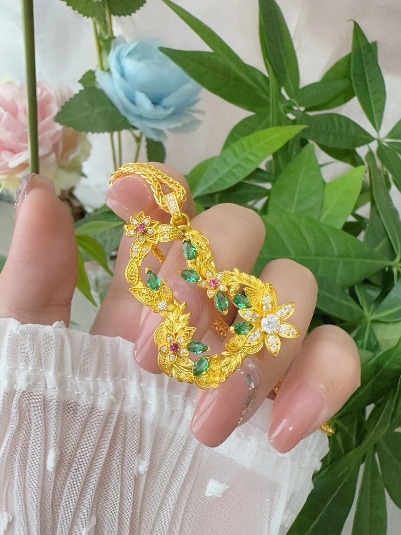 足金999花瓣葫芦黄金吊坠不含链(14.39克) 时尚精美